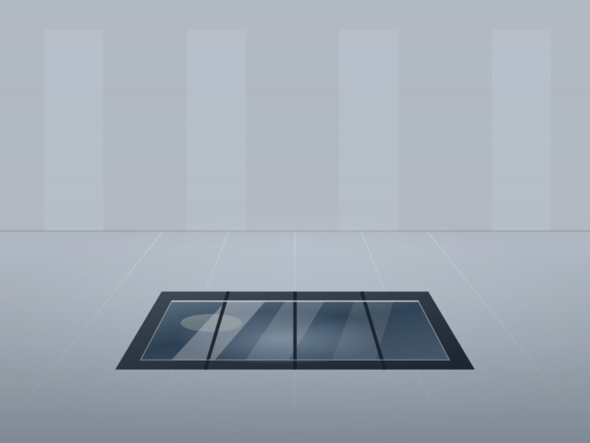 FLOORGRID 400 — nosná skleněná podlaha 200×400 cm